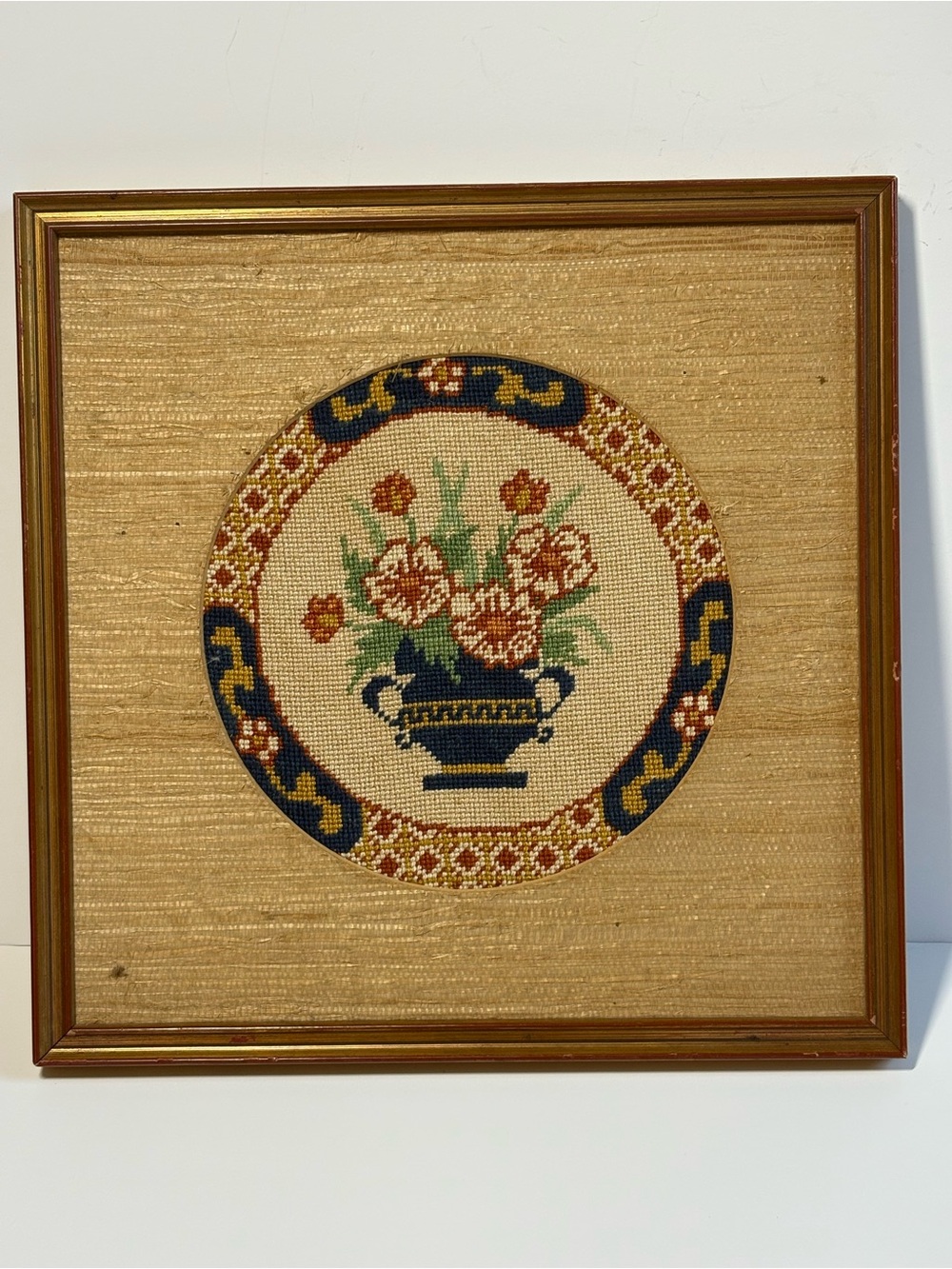Vintage Framed Floral Needlepoint Wall Art - Grandmillennial Decor